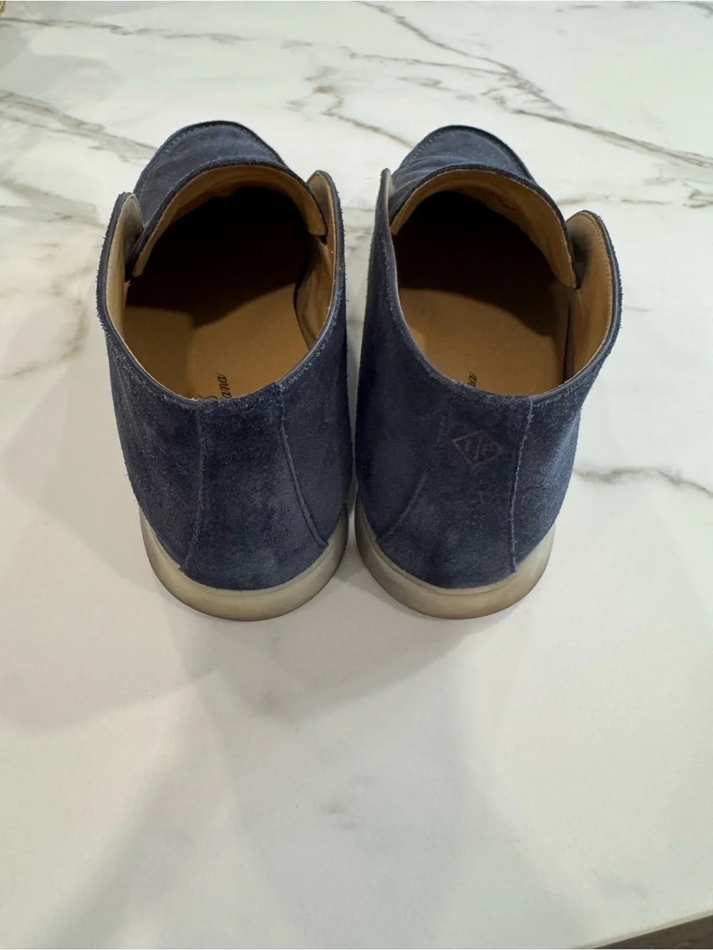 Loro Piano Men's Navy Blue Suede Open Walk Slip-On Chukka Shoes Size 41.5